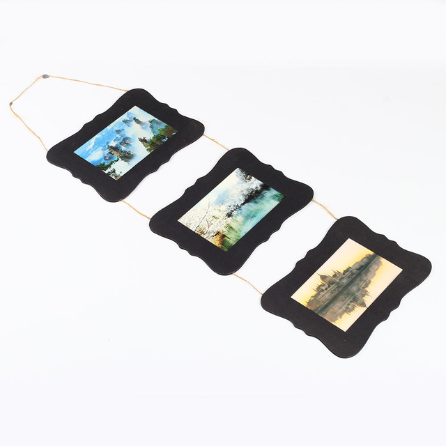 Оптовая OEM -картонная бумажная бумага висящие картинные рамки тройной рамки коллаж декор стены свадьба семейство детское фото альбом