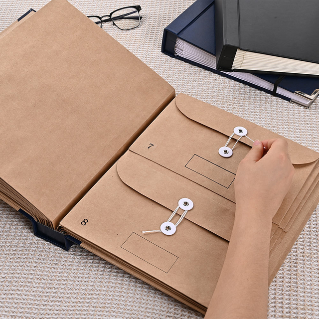 OEM Custom Logo Logo Pu Кожаная крышка Kraft Paper Folio Document Organizer Case Case Emergency Scinder расширяющаяся папка конверт